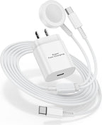 for Samsung Charger Fast Charging,2 in 1 Galaxy Watch Phone Charger 6.6ft with 25W USBC Chargers Compatible for Galaxy Watch 8/7/Ultra/6/6 Classic/5/5Pro/4 Classic/3/Active2/1/S24/S23/S22-White