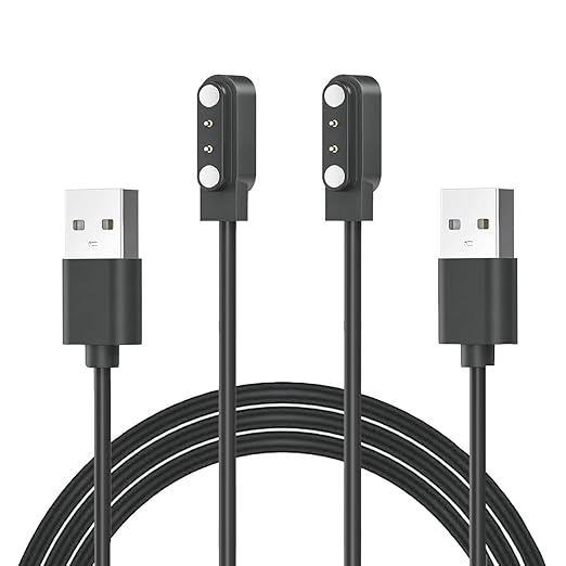 [2-Pack] Gloryfit Wacth Charger for Puqo T80/Cillso T80/Csasan T70/Matast T60 Magnetic USB Charging Cable, Compatible with T80 T70 T60 Smart Watch Charger (Black&Black)