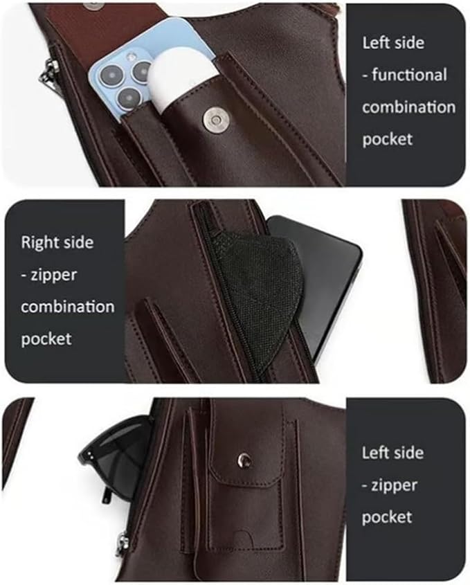 Double Shoulder Armpit Bag, Multi-pocket Anti-Theft Double Shoulder Bag for Travel and Daily Use, djustable Underarm Backpack (Burgundy)