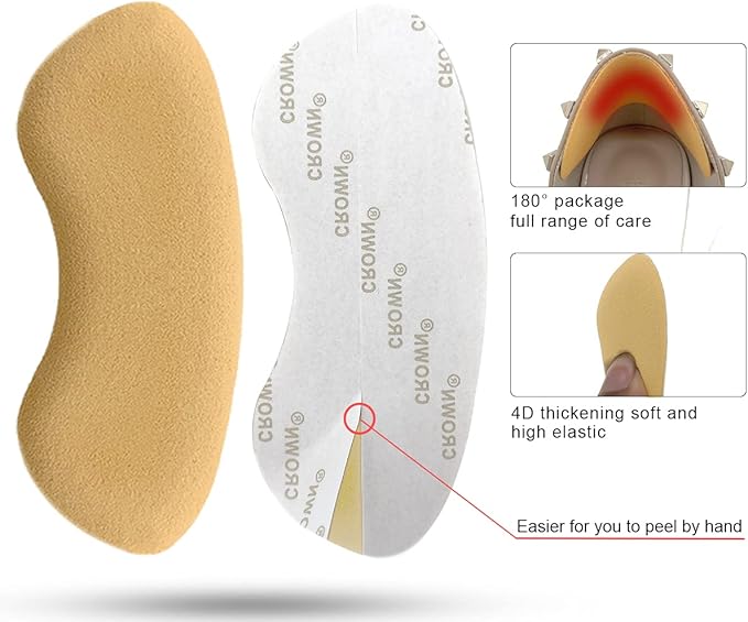 Dr. Foot’s Heel Grips for Men and Women, Self-Adhesive Heel Cushion Inserts Prevent Heel Slipping, Rubbing, Blisters, Foot Pain, and Improve Shoe Fit - 2 Pairs(Khaki)