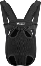 Pawaboo Pet Carrier Backpack, Adjustable Pet Front Cat Dog Carrier Backpack Travel Bag, Legs Out, Easy-Fit for Traveling Hiking Camping for Small Medium Dogs Cats Puppies 5-8lbs, Medium, Black