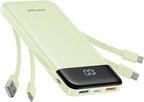 Charmast Portable Charger with Built in Cables, Power Bank with Cords Wires, Slim 10000mAh Travel Battery Pack 6 Outputs 3 Inputs 3A Fast Charging for Samsung Google Pixel LG Moto iPhone iPad