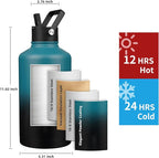 Insulated Water Bottle 87oz,Triple Wall Vacuum Stainless Steel(Dishwasher Safe),Leak Proof & Non-BPA,Flask Jug with Paracord Handle & Straw Spout Lids Sports Gradient indigo blue/black