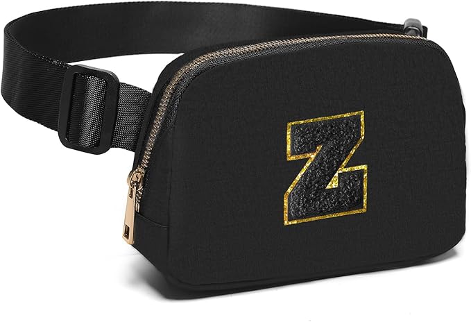 Gitus Belt Bag Fanny Pack Crossbody Bags with Initial Letter Patch Gifts for Wife Older Women Mother Coworker Bridesmaid Anniversary Travel Gifts Beach Gifts (Black-Z)