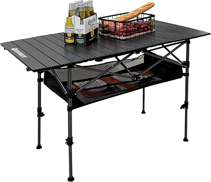 KINGROCK Folding Camping Table, Aluminum Roll-up Table with Easy Carrying Bag for Outdoor, Sturdy, Stable