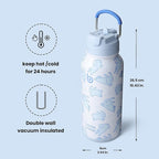 BOTTLE BOTTLE 32oz Insulated Water Bottle Stainless Steel Sport Water Bottle with Straw Dual-use Lid Design for Gym with Pill Box