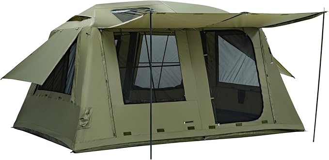 MC TOMOUNT 6/8/10 Person Large Family Camping Tent, Inflatable Tent for Camping with 2 Doors 4 Windows 2 Skylights, Double Layer Waterproof Glamping Blow Up Tent for Outdoor Camping Picnic Party