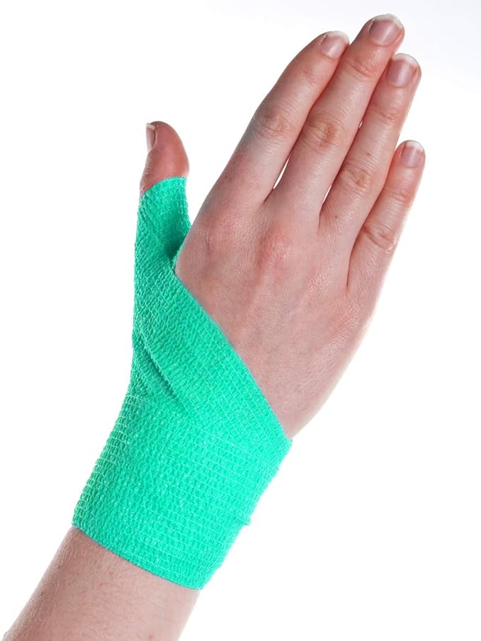 RISEN Cohesive Bandage 2” x 5 Yards, 6 Rolls, Self Adherent Wrap Medical Tape, Adhesive Flexible Breathable First Aid Gauze Ideal for Stretch Athletic