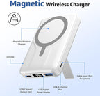 Azmuth Magnetic Power Bank,10000mAh for MagSafe Battery Pack, 22.5W PD Fast Charging,LED Display & Foldable Stand Wireless Portable Charger for iPhone 17/16/15/14/13/12/Pro/Pro Max/Plus,Pearl White