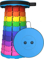 WESAPPINC Upgraded Collapsible Stool, Lightweight & Sturdy,Max 400lbs Portable Retractable Telescoping Stool Foldable Camping Stool for Adults Outdoor Hiking Garden BBQ Fishing (Rainbow)