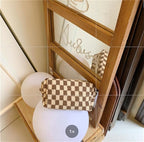 PAZIMIIK Checkered Makeup Bag for Purse Portable Zipper Make Up Pouch Small Cosmetic Case for Travel Accessories (6PCS Coffee)