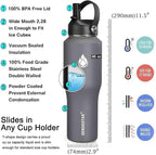 SENDESTAR 40oz Water Bottle Wide Mouth Stainless Steel Vacuum Insulated Double Wall with 2 Straw Lids Fit in Any Car Cup Holder