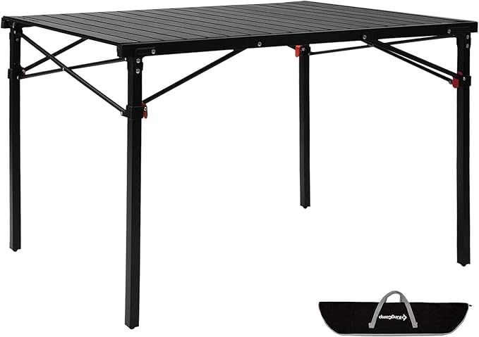 KingCamp Lightweight Compact Folding Camping Table,Stable Aluminum Alloy Folding Roll up Table for 4-6 Person for Picnic, Camping, Barbecue and Party,Portable Multifunctional Table with Carry Bag