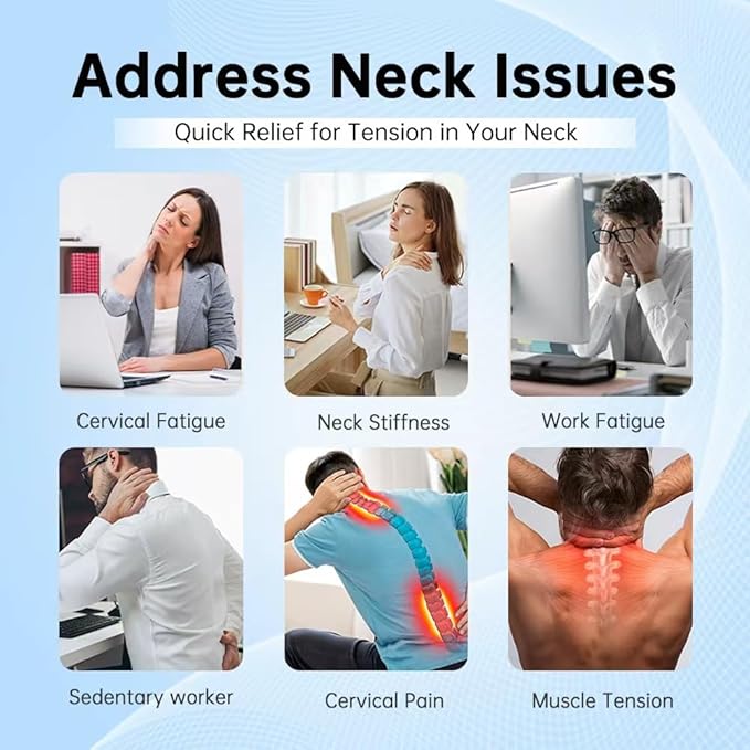 Neck Massager for Pain Relief deep Tissue, Neck Pillow Airplane with Heat and kneading, Neck Support Pillow for Sleeping Traveling Office & Home, Ideal for Women and Men (Blue)