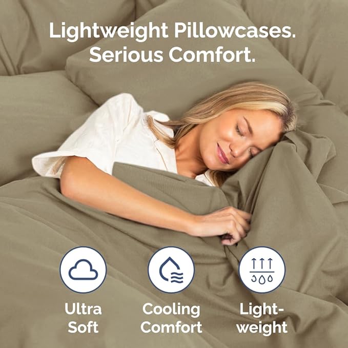 King Pillow Cases Set of 2 - Ultra Soft Hotel Quality Pillowcase Covers - Luxury Comfy Cozy Bedding for Women, Men, Kids & Teens - Machine Washable Pillow Protectors - 2 Pieces Set - King Size Khaki