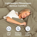 King Pillow Cases Set of 2 - Ultra Soft Hotel Quality Pillowcase Covers - Luxury Comfy Cozy Bedding for Women, Men, Kids & Teens - Machine Washable Pillow Protectors - 2 Pieces Set - King Size Khaki