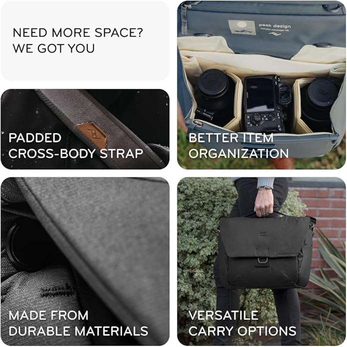 Peak Design Everyday Messenger V3 13L, Weatherproof Camera and Work Bag, Expandable, MagLatch Closure, Fits 13" Laptop