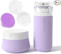 2 oz Travel Bottle Silicone Small Liquid Travel Containers 2 Pack Leak Proof TSA Approved Bottles On The Go Size Traveling Kit for Toiletries Shampoo Body Wash Skincare Lotion Women - Leather Purple