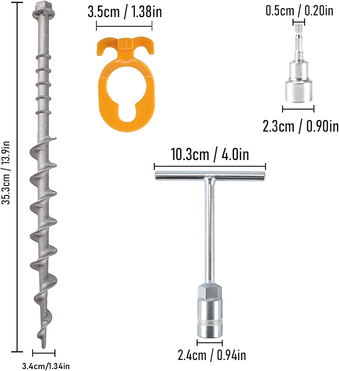 12 PCS Screw in Tent Stakes for Women Men - Ground Anchors for Sand, Canopy, Trampolines, Camping Aluminium Heavy Duty Rust Prevention Pegs Drillable Lightweight Safe - Silvery 14 inch