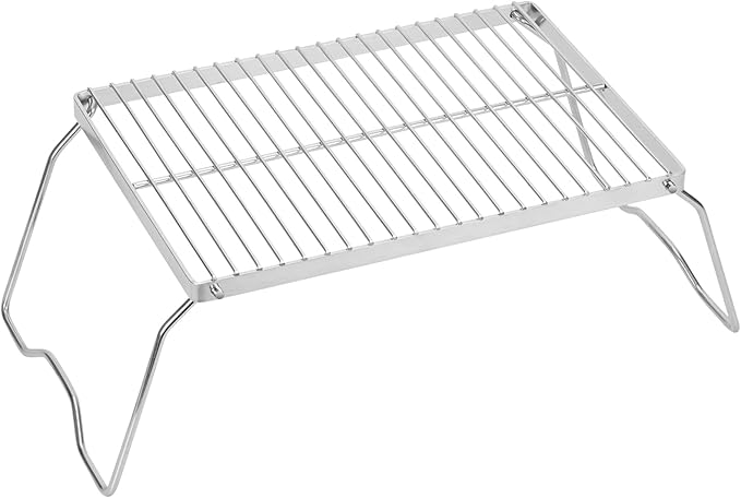 ZORMY 13" Folding Campfire Grill, 304 Stainless Steel Firepit Grill Grate, Heavy Duty Portable Camping Grill with Carrying Bag, Gas BBQ Grill Grate for Backpacking, Hiking, Picnics (Medium)
