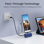 Mini Portable Charger USB C Power Bank,Upgraded 5500mAh PD Fast Charging Battery Pack Built-in USB-C Connector Travel Essential for iPhone17/17Pro/17Pro Max/Air/16 Plus/16Pro Max/15 Series (Deep Blue)