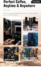 Portable Espresso Coffee Maker Rechargeable Self Heating Machine For Travel Car 3 in 1 Ground Coffee and NS Capsules 20 Bar Pressure Smart LED Display Camping Office Home Car RV Travel USB C (BLACK)