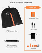 Zurligi Vacuum Compression Bags with Pump for Travel - Waterproof, Reusable, Removable Handle, Portable Travel Pack Vacuum Bag Kit for Carry On Suitcases and Backpack