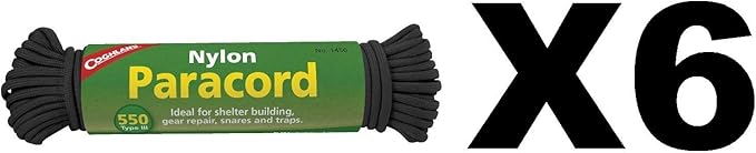 Coghlan's 50 ft Nylon Paracord - Type III 550 Survival Rope with 7 Core Strands, 550 lbs Break Strength - Versatile Outdoor Gear for Camping, Shelter, Repair, and Emergency Preparedness