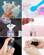 17 Pack Travel Pouches for Toiletries,TSA Approved,Portable Containers,Stand Up Pouch,Refillable Travel Accessories for Shampoo Conditioner Lotion Soap Liquids (A-17pcs)