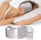 Mulberry Silk Sleep Mask for Women Men, Blackout Eye Mask for Sleeping for Side and Back Sleepers with Adjustable Band, Comfortable Soft Pressureless Eye Cover for Sleeping in Large Size