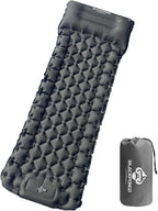 Camping Sleeping Pad, Ultralight Camping Mat with Pillow Built-in Foot Pump Inflatable Sleeping Pads Compact for Camping Backpacking Hiking Traveling Tent (Grey, Single)