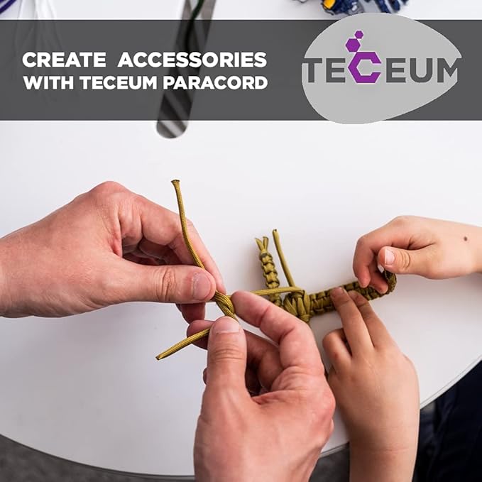 TECEUM 5/32" Paracord Rope 1000 – 1000ft / 200ft / 100ft / 50ft – Tactical Parachute Cord 4mm – 45+ Colors – Nylon String for Survival & Camping Gear – Stripe Cord for Survival – Utility Rope