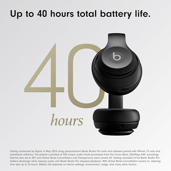 Beats Studio Pro Bluetooth Noise Cancelling Headphones with Apple 20W USB-C Power Adapter - Black