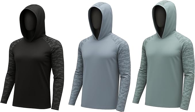 Permethrin Insect Repellent Mens Athletic Hoodies Long Sleeve Fishing Shirts SPF 50+ UV Sun Shirt Protection Rash Guard