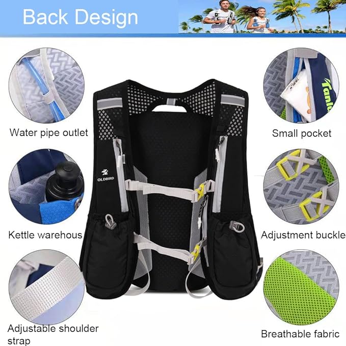 Lightweight Hydration Vest With 1.5L Water Bladder - Breathable Backpack for Running, Cycling, Hiking, Marathon - Men Women (0001 Purple)