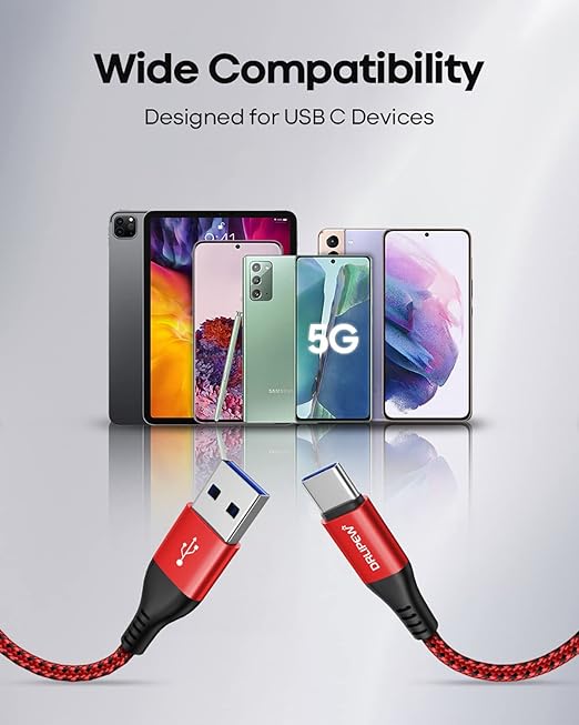 USB Type C Cable 3A Fast Charging(3ft 4Pack), USB to USB C Cable Nylon Braided Type C Charger Cord for iPhone 15 Pro Max, Samsung Galaxy S10 FE S9 S20 S21 S22 S23+ S24 Ultra, A20 A50 A70, LG, Moto