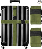 Luggage Straps for Suitcases TSA Approved-2 Pack Bright Personalized Luggage Belt Strap for Suitcase/Carry On Bag Luggage Accessories for Travel (ArmyGreen)