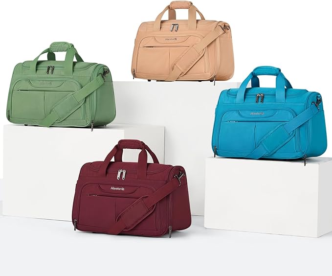 Hanke Foldable Underseat Carry On luggage Bag, Travel Tote Bag for Women & Men, Personal Item Travel Bag Softside Lightweight Luggage Bags for Travel Flight Crew Overnight Weekender.（Pink）