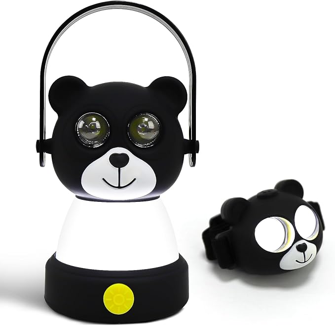 LED Bear Camping Lantern & Headlamp Kit, Battery Powered Night Light for Kids 6-12, Outdoor Equipment for Kids Ages 8-12, Toys Girls Boy Birthday Christmas Gift Ages 6 7 8 9 10 11 12+