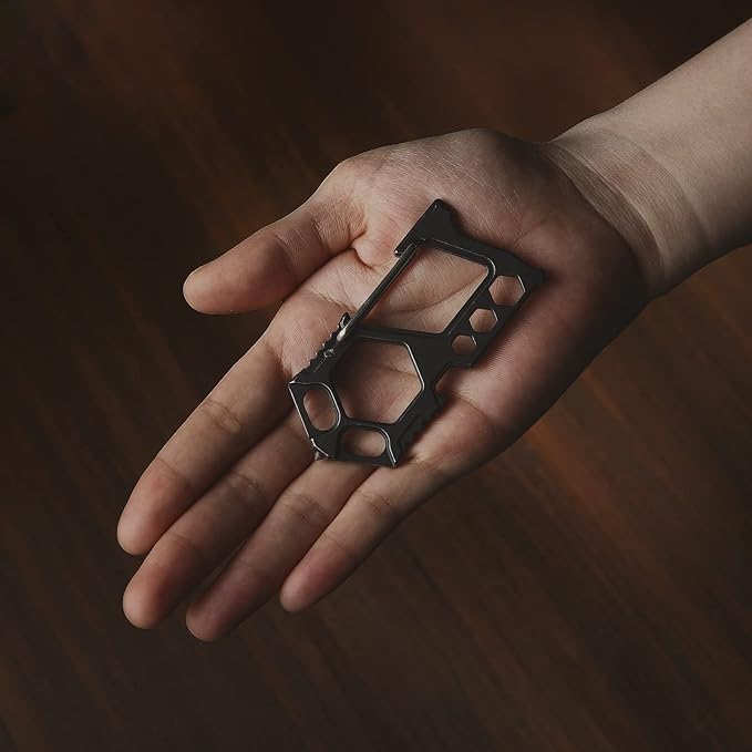 Carabiner Keychain Stainless Steel Multitool - 11 in 1 Tactical Emergency Survival Gear - Glass Breaker,Bottle Opener, Wrench, Screw Drivers, Key Clip, EDC Pocket and Backpack Tool