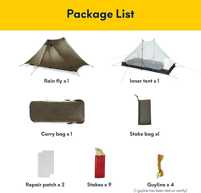 LANSHAN Ultralight Tent 3-Season Backpacking Tent for 1-Person or 2-Person Camping, Trekking, Kayaking, Climbing, Hiking