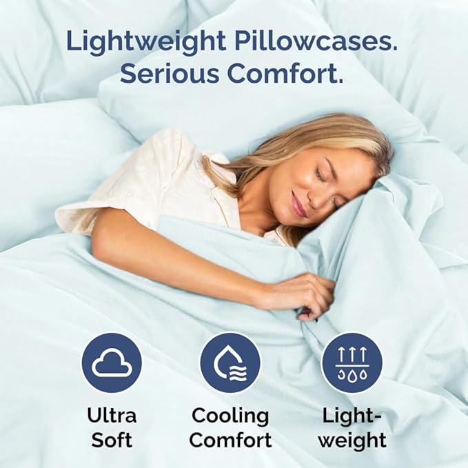 Pillowcases - Ultra Soft Hotel Quality Pillowcase Covers - Comfy, Cozy & Wrinkle Free - Shrinkage and Fade Resistant - Machine Washable Pillow Protectors - (King, Ice Blue, 4 Piece Set)