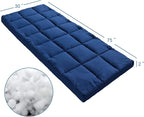 SPRINGSPIRIT Cot Mattress Topper (Improved Thickness), Foam Quilted Pads for Camping, Soft Comfortable Sleeping Cot Mattress Pad Only, Camping Pad 75"x30" for Camp Cot/Rv Bunk/Narrow Twin Beds, Navy