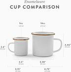 Barebones Enamel Cup Set- Enamel Coffee Mugs Set of 2 16-oz - Stainless Steel Rim Camping Mug for Indoor and Outdoor Use (Eggshell)