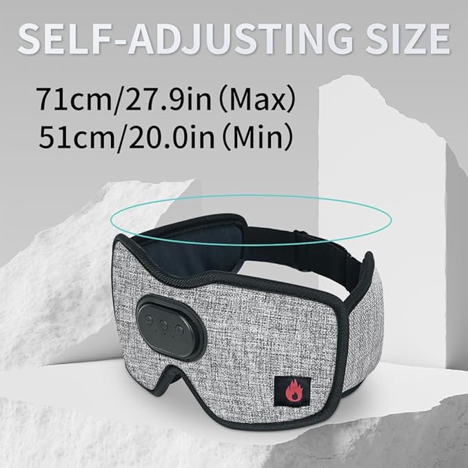 Heated Eye Mask with Bluetooth Headphones SYPVRY Wireless Sleep Eye Mask Headphones for Sleeping with Temperature & Timer Control, Warm Eye Compress USB Heated Mask for Dry Eyes Style,Grey