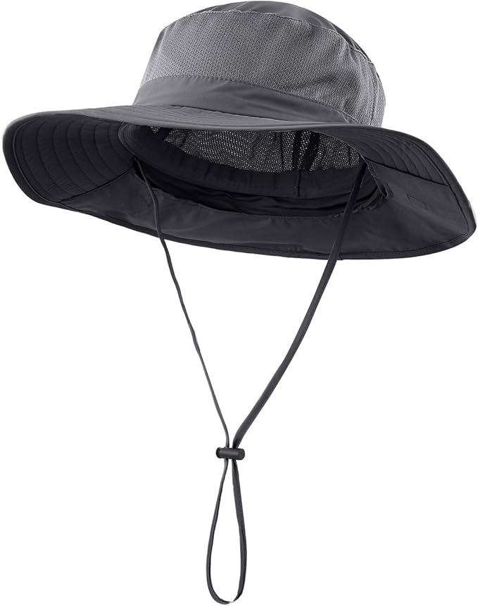 Home Prefer Outdoor UPF50+ Mesh Sun Hat Wide Brim Fishing Hat with Neck Flap Sun Hat for Men Women