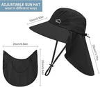 Sun Hat for Men Women with Neck Flap,UPF 50+ UV Protective Hiking Fishing Hats,Wide Brim Sun Hat for Women&Men