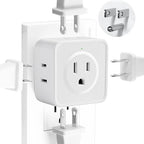 Multi Plug Outlet Extender, FiiMan 5 Outlet Splitter Wall Adapter, 3-Prong Grounded Outlet to The Side, Flat Wall Plug Side Access Adapter, 5 Way Outlet Extender Tap, White (1 Pack)