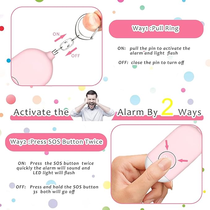 Hion Personal Safety Alarm for Women, Rechargeable 130dB Self Defense Alarm Keychain with LED Flashlight, Emergency Safe Sound Security for Children Elderly College Girls Men, Black