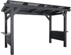 Backyard Discovery Rockport XL 12' x 6' Galvanized Steel BBQ Grill Gazebo Pavilion with Hardtop Steel Roof, Bar Tops, Powerport, Snow Support, Wind Resistance, Cook Station for Outdoor Patio or Deck